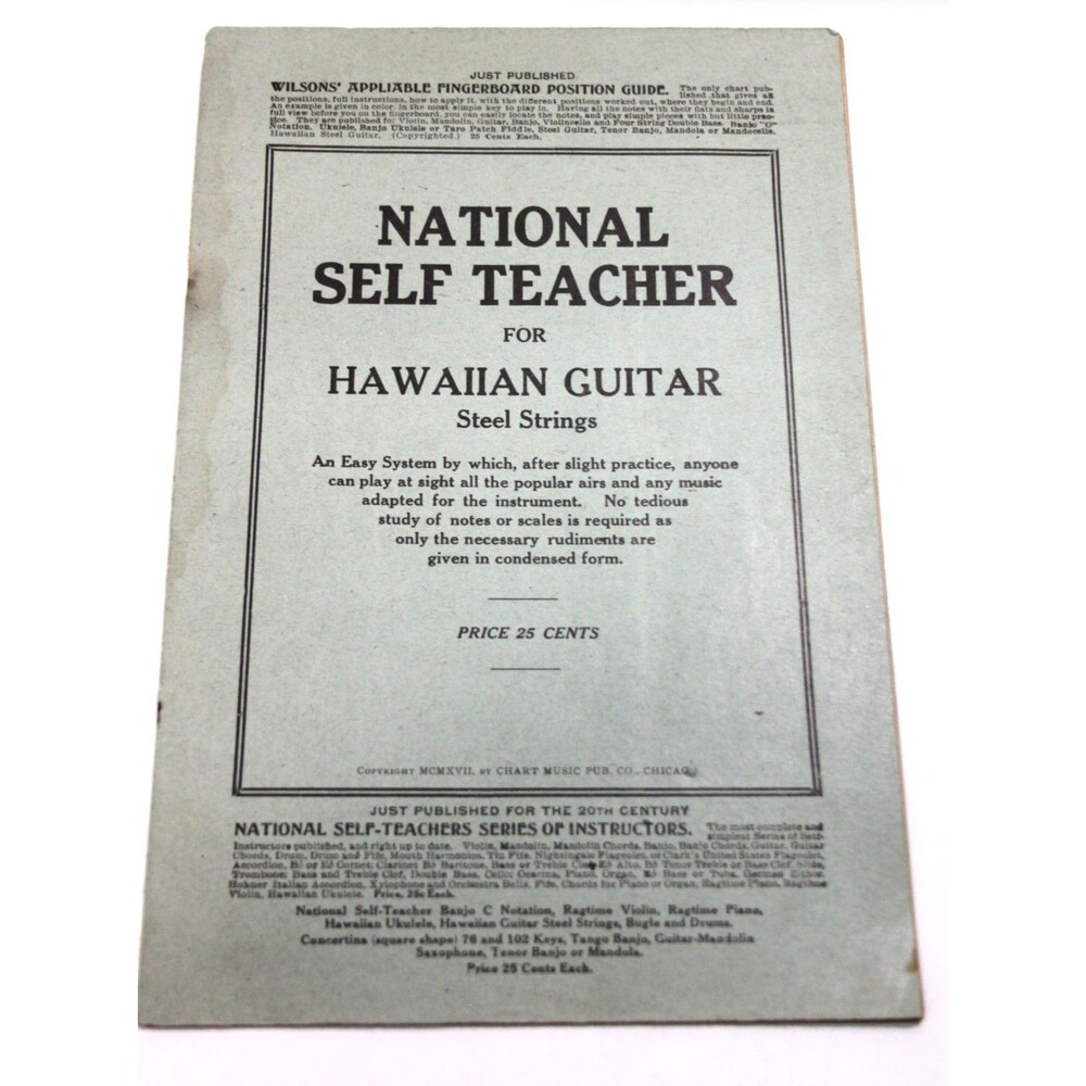 National Self Teacher Hawaiian Guitar Steel Strings  Instruction Book Vintage